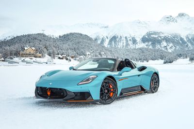The freaking stunning Maserati MCPURA Cielo FROZEN MAGMA ignites St. Moritz ice!