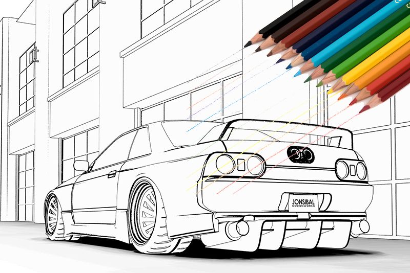 Free Car Colouring Pages Downloads Of Ferrari F40 Toyota Supra Nissan Gt R And More