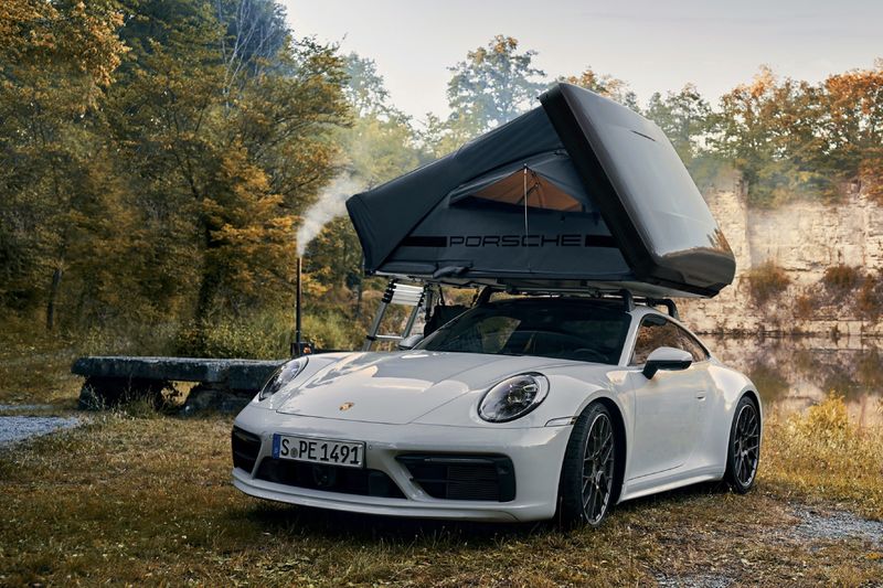 World's fastest tent? The new Porsche 911 roof tent can do 130 km/h.